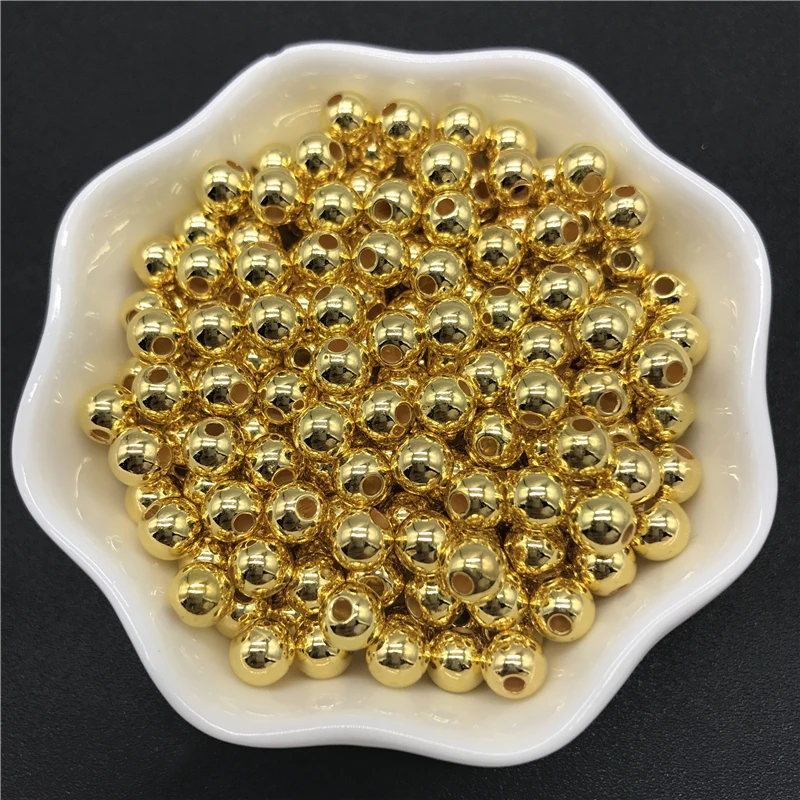 4mm 6mm 8mm 10mm Golden Imitation Pearls Acrylic Beads Round Pearl Spacer Loose Beads For Jewelry Making