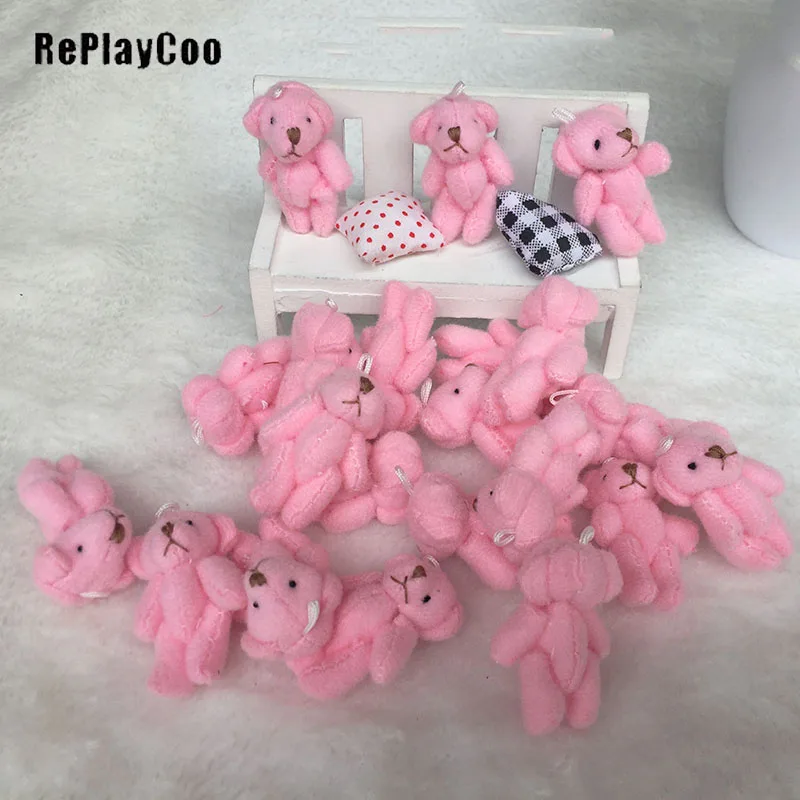 

100PCS/Lot Mini Teddy Bear Stuffed Plush Toys 4.5cm Small Bear Stuffed Toys pink pelucia Pendant Kids Birthday Gift Decor J10701