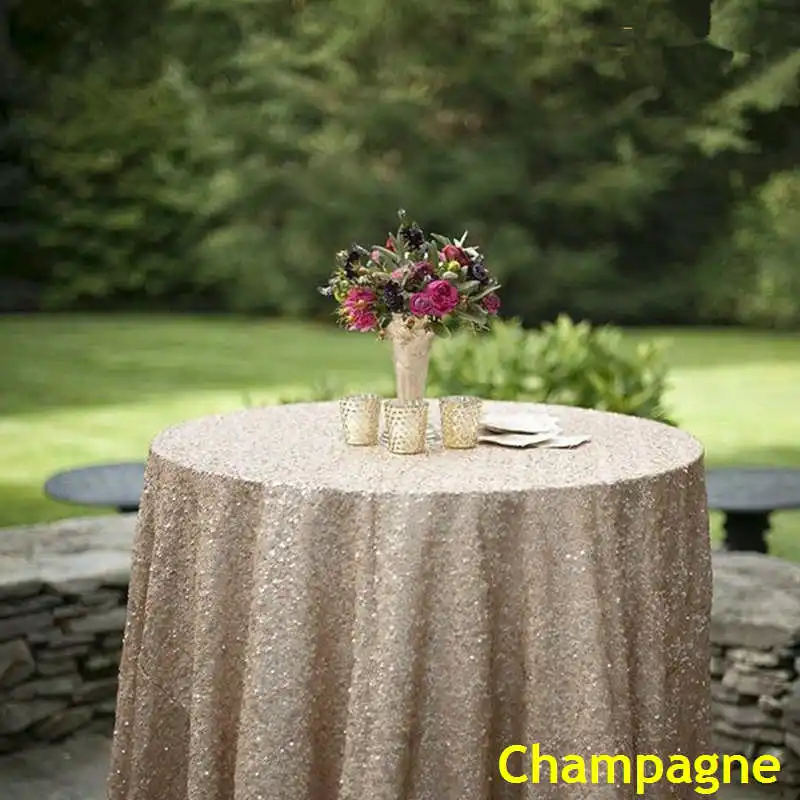 

Champange tablecloth 90x132in Glitter Round Rectangular Embroidered Sequin Table cover for Wedding Party Christmas Decoration