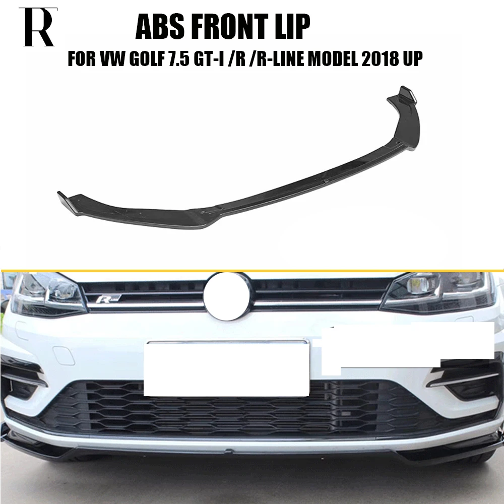 ABS Black Front Bumper Chin Lip for VW Golf 7.5 MK7.5 Gti & R & R-line 2018-2020