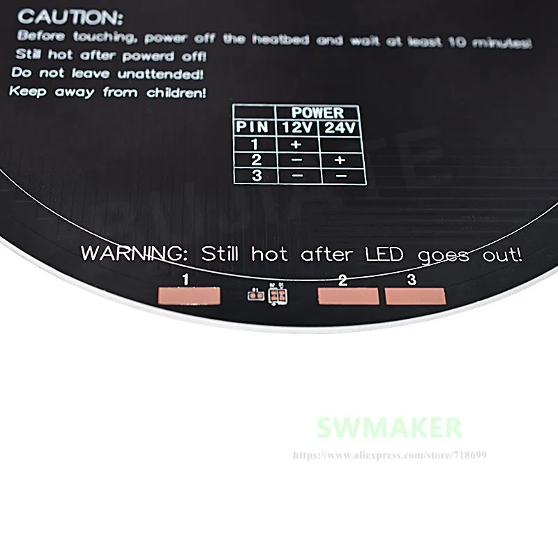 Diameter 240mm Anycubic Kossel 3D printer heatbed 12V 140W aluminum substrate MK3 round hot bed