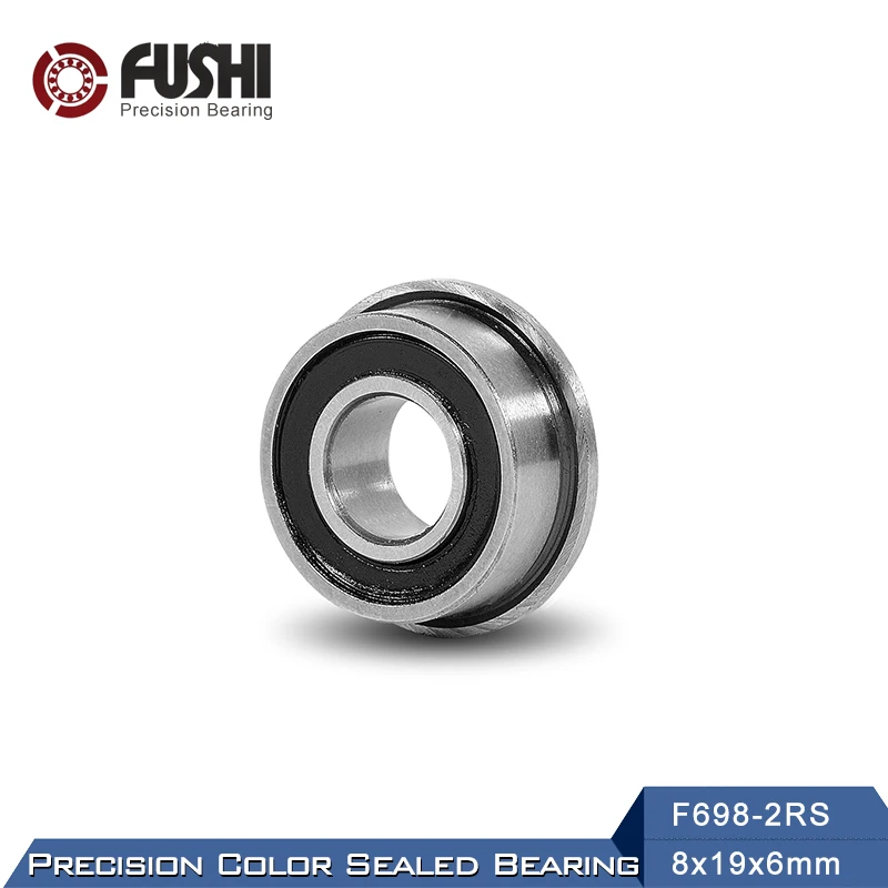 F698-2RS Bearing 8x19x6mm ( 10 PCS ) ABEC-1 Miniature Flanged F698RS Ball Bearings RF-1980DD