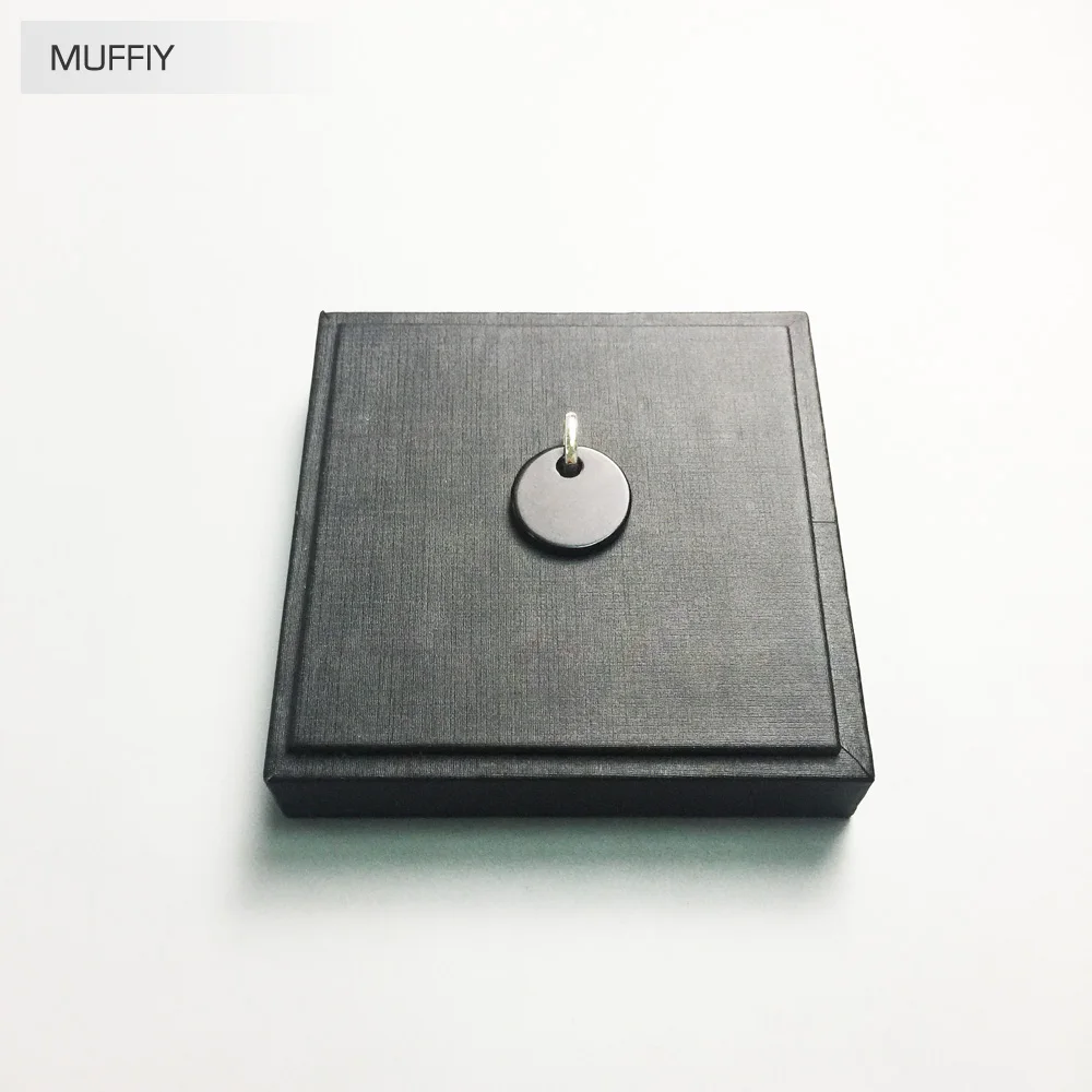 Pendant Black Onyx Round Disc 2.2cm 925 Sterling Silver Fine Jewelry Accessories Fit Necklace Classic Fashion Gift For Man Woman