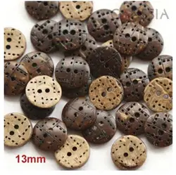 50pcs/lot Size:13mm Natural color design coconut button Round sewing buttons Scrapbooking (kk-1213)