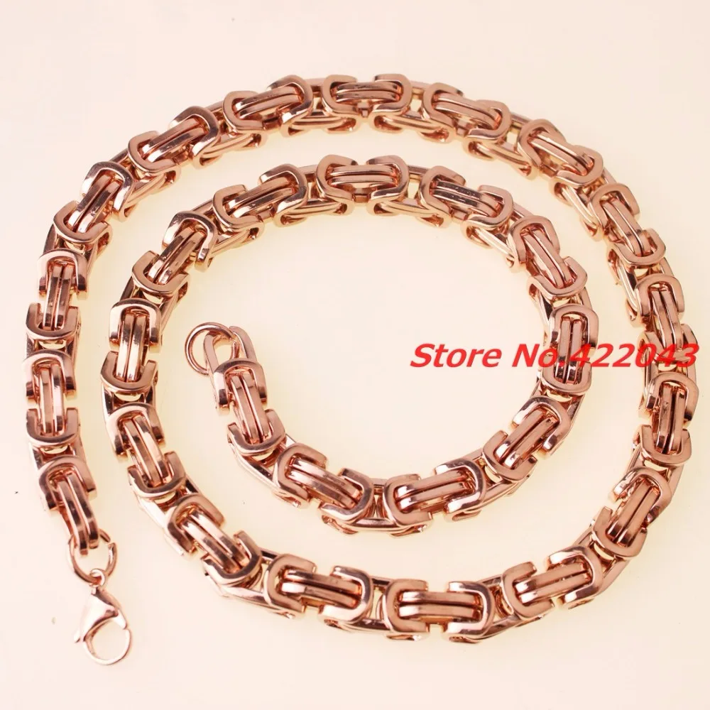 Fashion Rose Gold color  Womens Male Stainless Steel 4/5/8mm Chain Necklaces Byzantine Style Mens Jewellery, Wholesale or retail