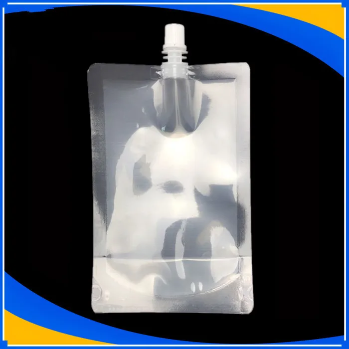 13*20cm 500ml 50Pcs Jelly Liquid Clear Plastic Doypack Spout Packing Bag Drinking Wine Empty Stand Up PE Poly Package Pocket