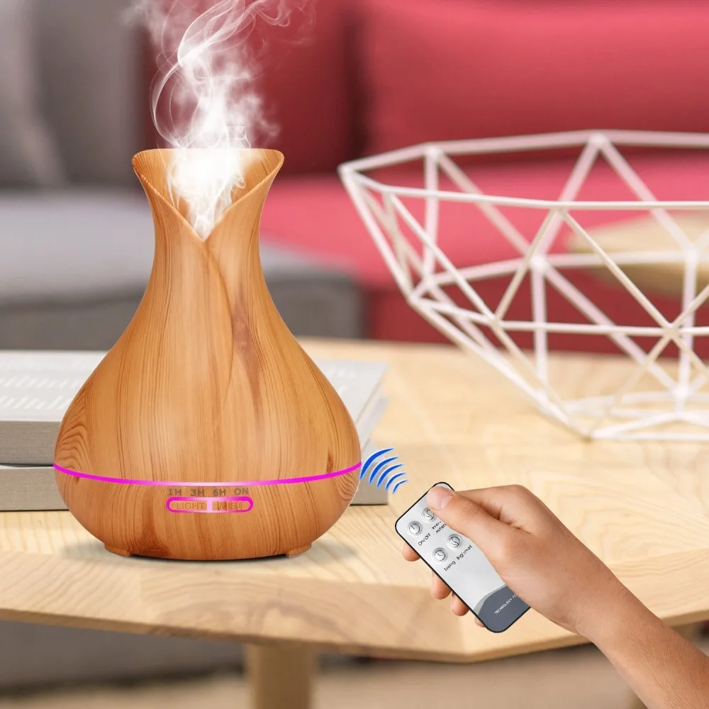 Ac 100-240V 400 Ml Essentiële Olie Diffuser Aromatherapie Mist Maker Ultrasone Cool Mist Luchtbevochtiger Met Afstandsbediening controle