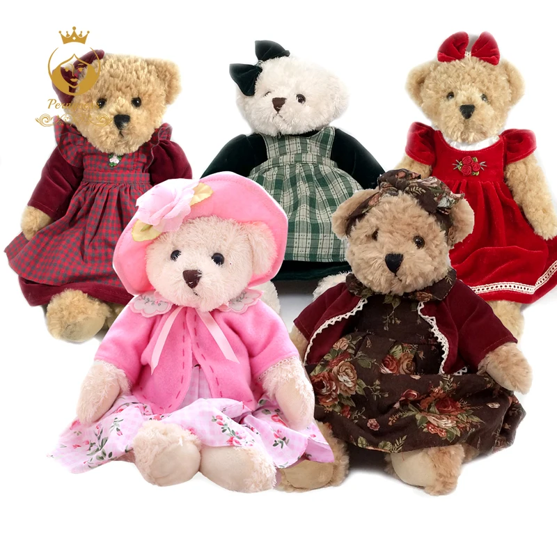 

1Pcs 40CM Female Retro Floral Teddy Bear Plush Stuffed Toys, Cute Teddy Bear Plush Dolls, Baby toys, Girls Gift