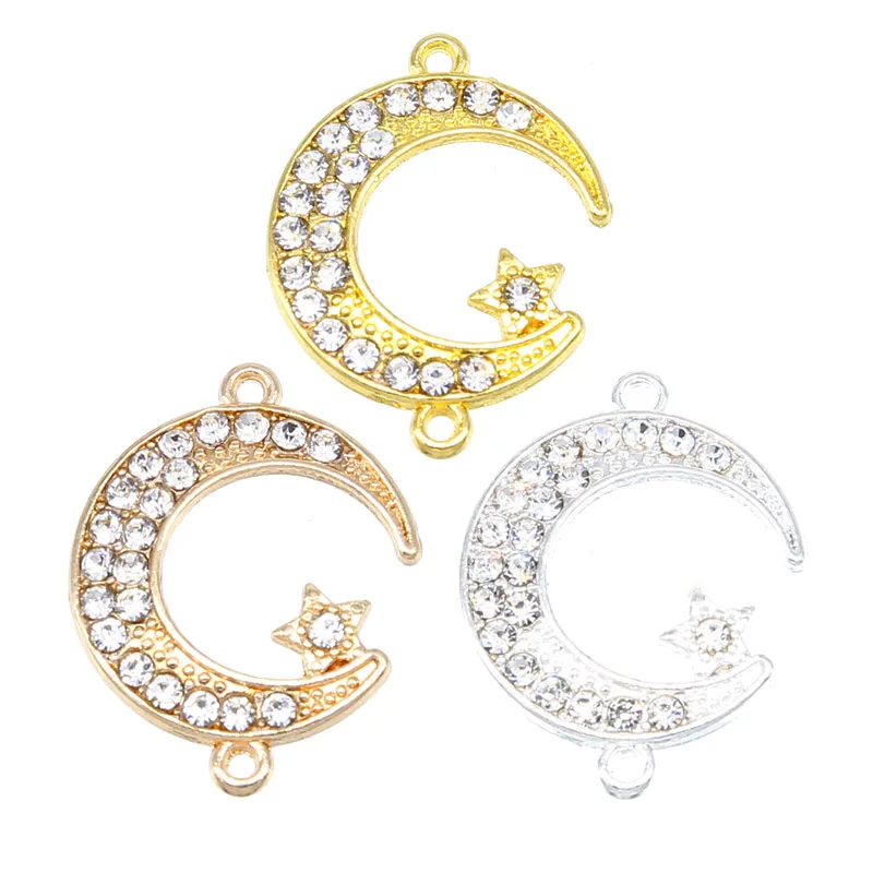 6pcs Supplies For Jewelry  Silver Allah Muslim Crescent Moon Charm Connector Accessories For Islamic Jewelry DIY Making