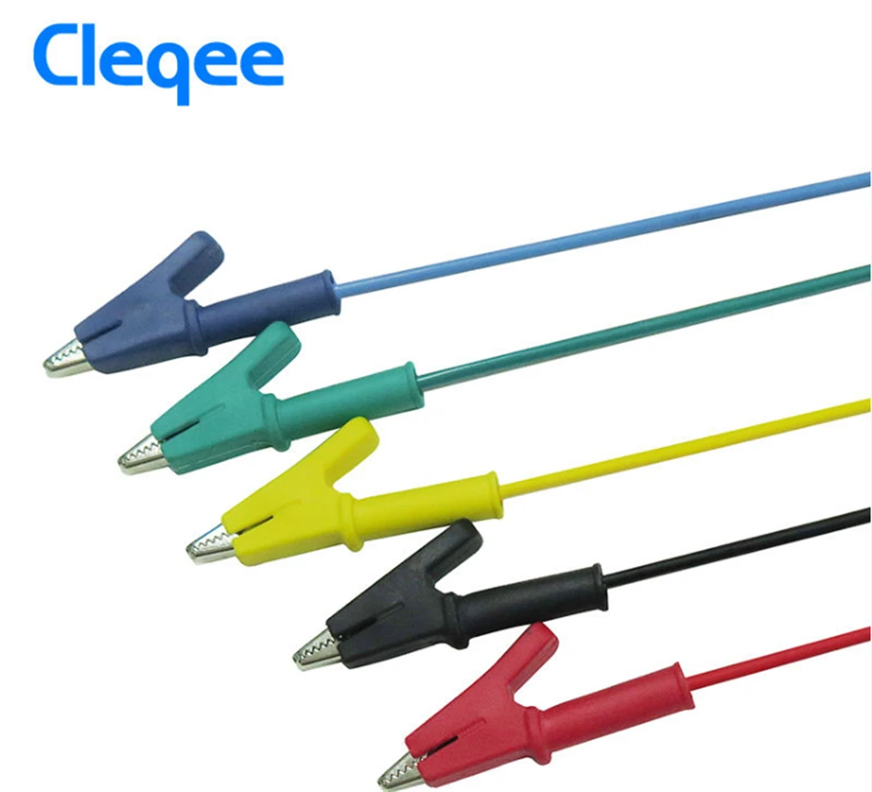 5 قطعة Cleqee P1024 المزدوج نهاية كليب كابل التمساح اختبار التحقيق سلك من الرصاص 100 سنتيمتر 5 ألوان 15A