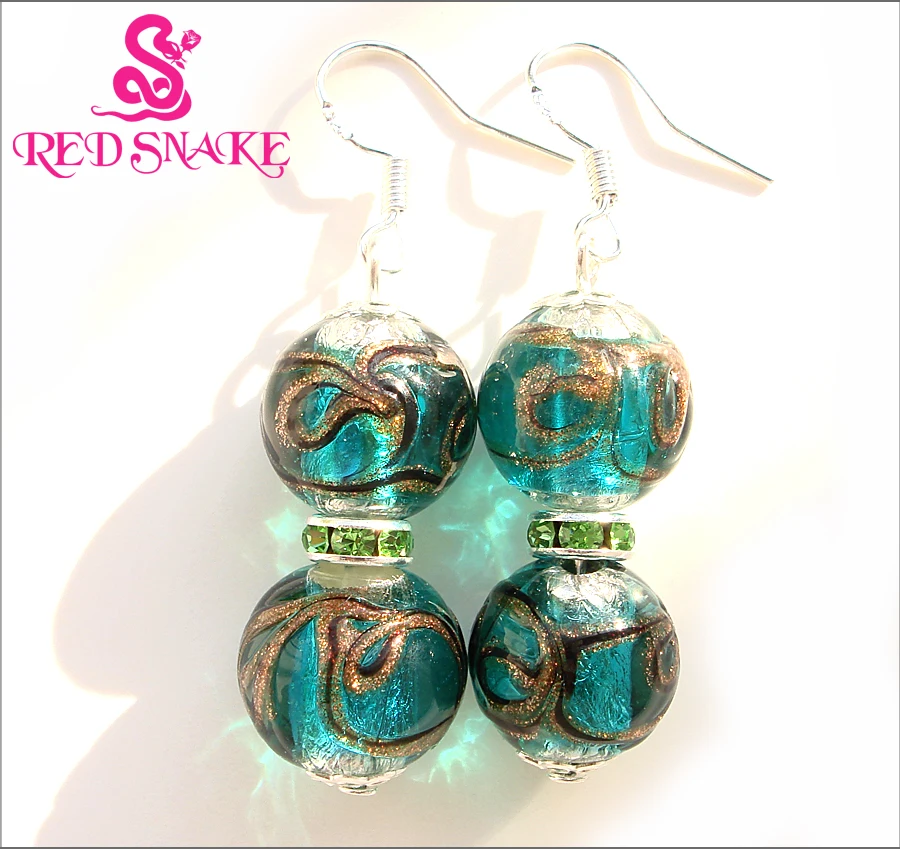 RED SNAKE Fashion Earring Handcraft Bule Red Purple colors Murano Glass Earrings