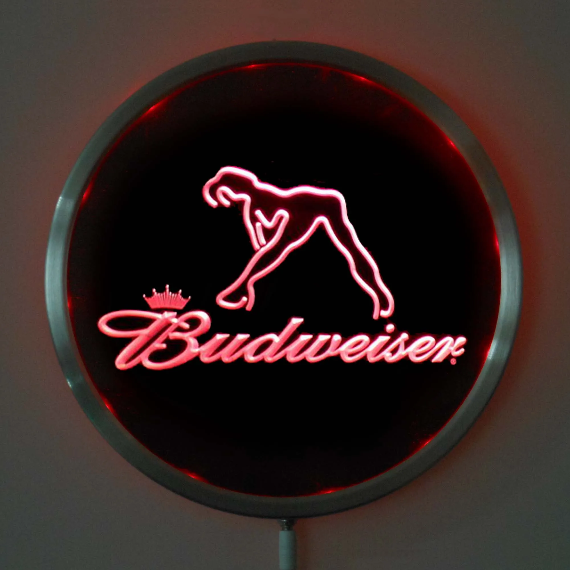 rs-a0133 Budweiser Exotic Dancer Stripper LED Neon Round Signs 25cm/ 10 Inch - Bar Sign with RGB Multi-Color Remote Control