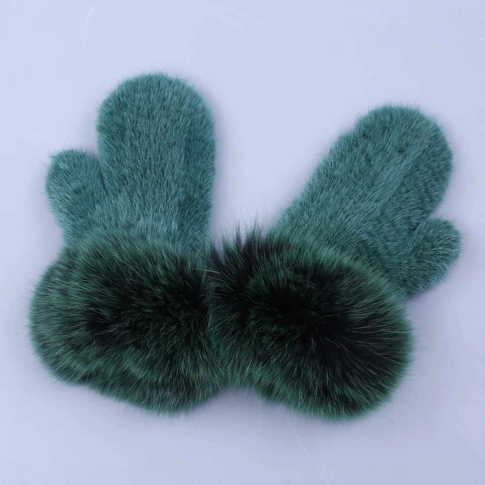 Real Mink Fur Winter Gloves Female Fashion Multicolor Fox Fur Patchwork Women Colorful Warm Thick Ladies Mittens Elastic