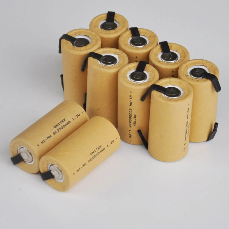 10-16PCS 1.2V Ni-Mh SC Rechargeable Battery 2500mah Sub C cell with soldering tabs for Makita Bosch Hitachi electric drill