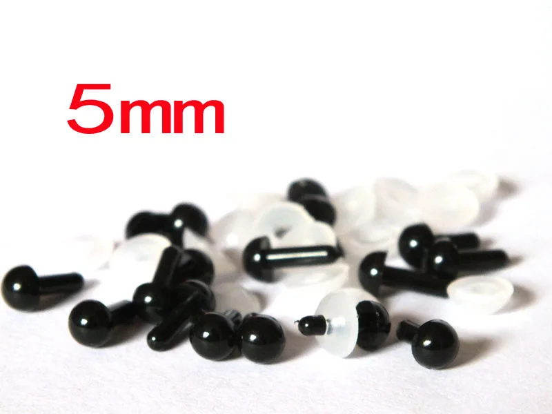 Wholesale DIY 100PCs/50pairs 5mm Black Plastic Safety Eyes Washers for Teddy Bear Stuffed Toy