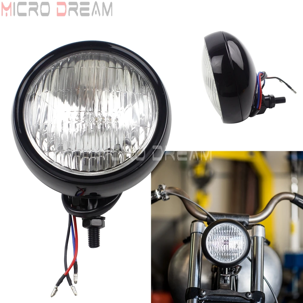 

Street Bike Motorcycle 4.5'' Bottom Mount Headlight Black Headlamp Amber for Harley 883 Chopper Sportster Yamaha XS650 CX500