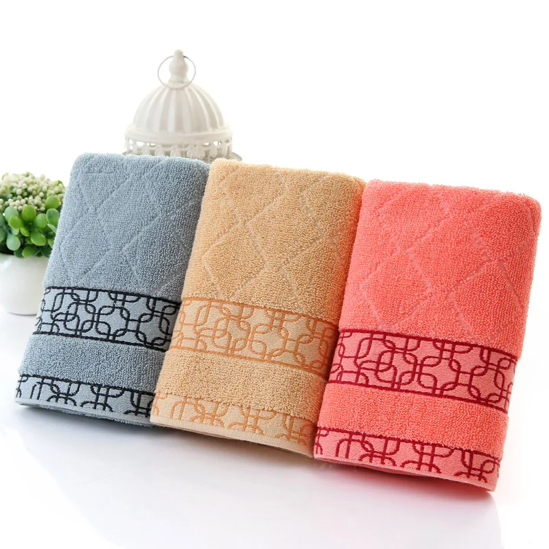 Large Grid Solid Cotton Towel Stripe Face Hand Bath Cloth Bathroom Absorbent 34*75CM Home Gift Wholesale Terry For Adults