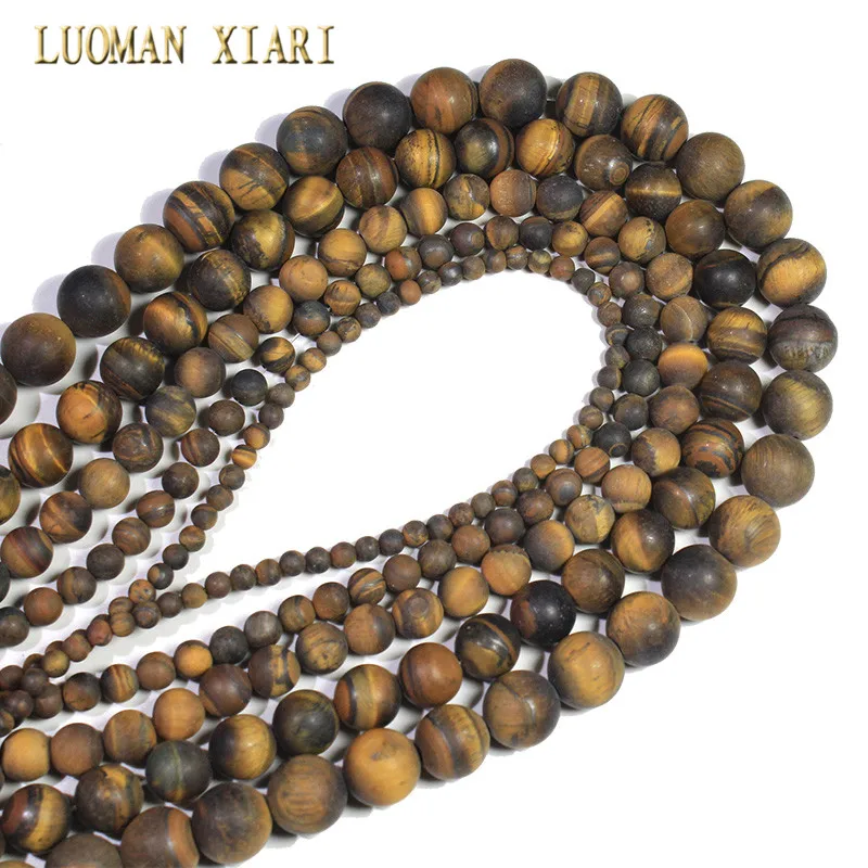 LUOMAN XIARI Dull Polish MatteTiger's Eye Natural Stone Beads for Jewelry Making DIY Bracelet Necklace Material 4/6/8/10/12 mm