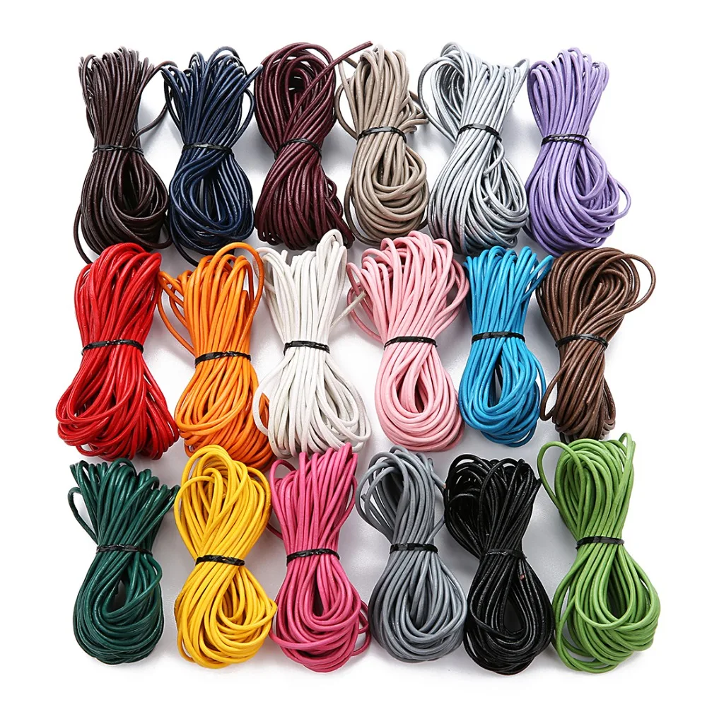 

XINYAO 10M Dia 2mm 100% Genuine Round Leather Cord Jewelry Cords DIY Accessories for Necklace Bracelet Jewelry Making Supplies