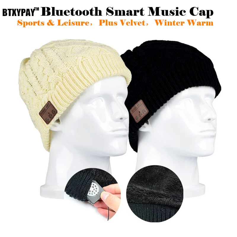 Wireless Bluetooth Beanie Knitted Cap Plus Velvet Winter Sporting Earphone Hat,for iPhone Smart phone Mic Hand-free Magic Music