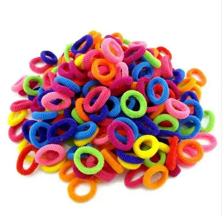 2017 Wholesale 300 Pcs Colorful Child Kids Hair Holders Cute Rubber Hair Band Elastics Accessories Girl Charms Tie Gum