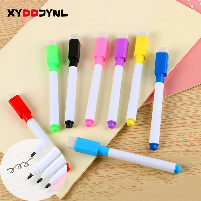 5pcs/lot Whiteboard Marker Pen Built In Magnetic Eraser Kids Stationery Erasable Pen Black Ink Office School Supplies