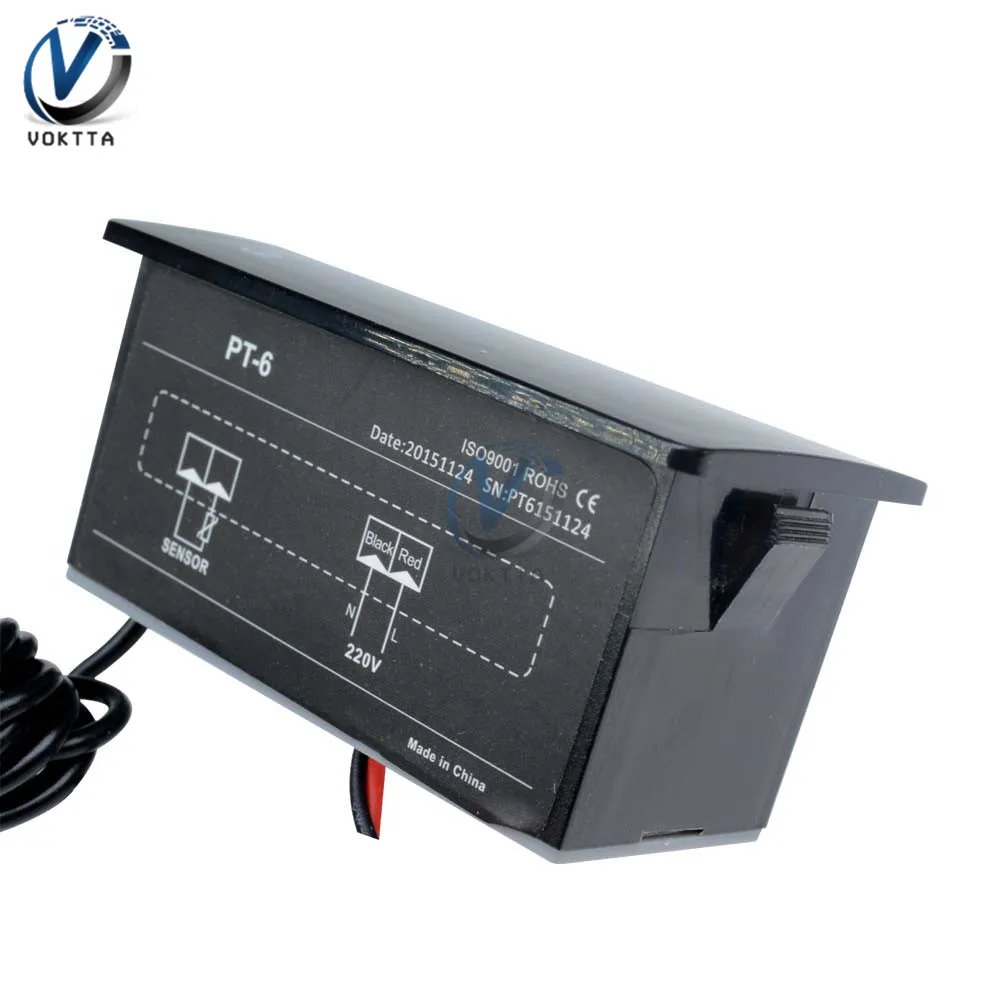 PT-6 Embedded Type Digital Temperature Controller Meter Thermometer Termostat with 2m NTC Sensor Probe Wire for -40~110°C