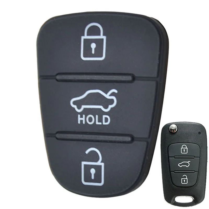 Almohadilla de goma de repuesto para llave de coche, carcasa de mando a distancia de 3 botones para Kia Soul, Venga, Picanto, Rio, Sorento, Ceed, Sportage