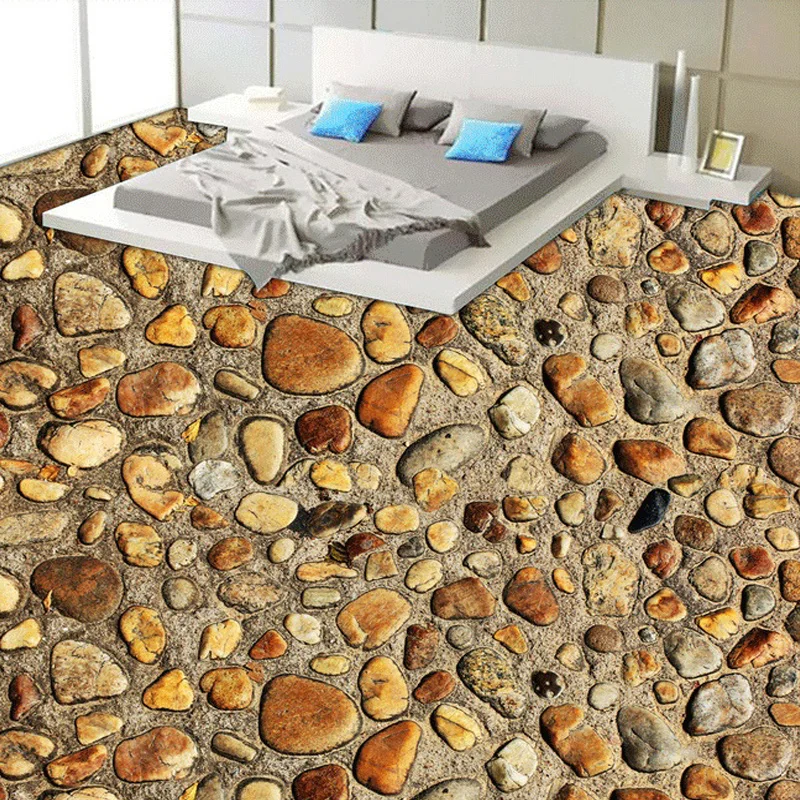 Custom Photo Floor Wallpaper 3D Stereoscopic Cobblestone Road Murals Living Room Floor Waterproof  Wall Papers Home Improvement