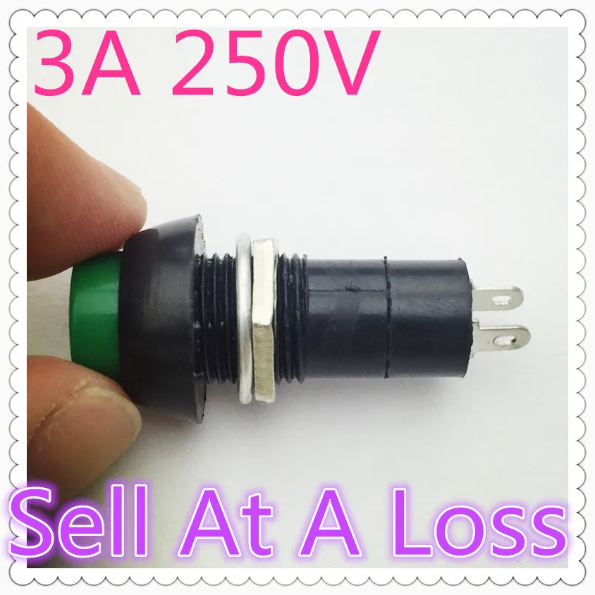 10pcs PBS-11A 2PIN Green Plastic 12mm G102 Push Button Latching Switch Self-Lock 3A 250V  Sell At A Loss Belarus Ukraine USA