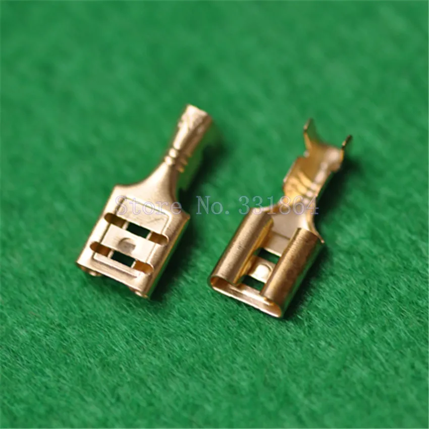 100pcs Free Shipping 6.3MM copper terminal copper plug spring line for 6.3 wide 0.8 thick male terminal matching