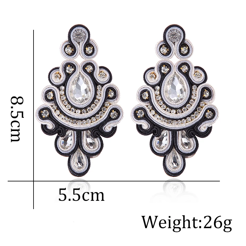 KPacTa Fashion Soutache Earring Ethnic Style Jewelry Women Crystal Handmade Drop Earring Accessories boucle d'oreille femme 2023