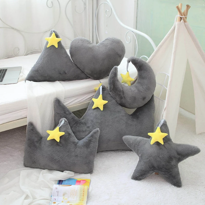 Lovely Sky Series Pillow Crown Moon Star Heart Plush Toys Soft Pillow Sofa Cushion Bed Decoration Lovely Birthday Gift For Girl