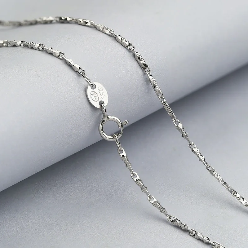 dramatic Necklace Solid 925 Sterling Silver Chain Necklace 40CM/45CM length White Gold Color