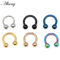 Alisouy 1PC Stainless Anodized Circular Barbell Horseshoe CBR Septum Lip Labret Eyebrow Nose Ring Nipple Piercing Body Jewelry