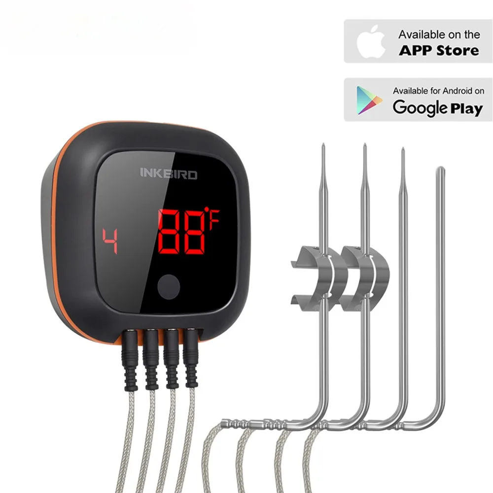 INKBIRD-termómetro IBT 2X 4XS 6XS, 3 tipos de cocción de alimentos, Bluetooth, inalámbrico, BBQ, sondas y temporizador para horno, parrilla de