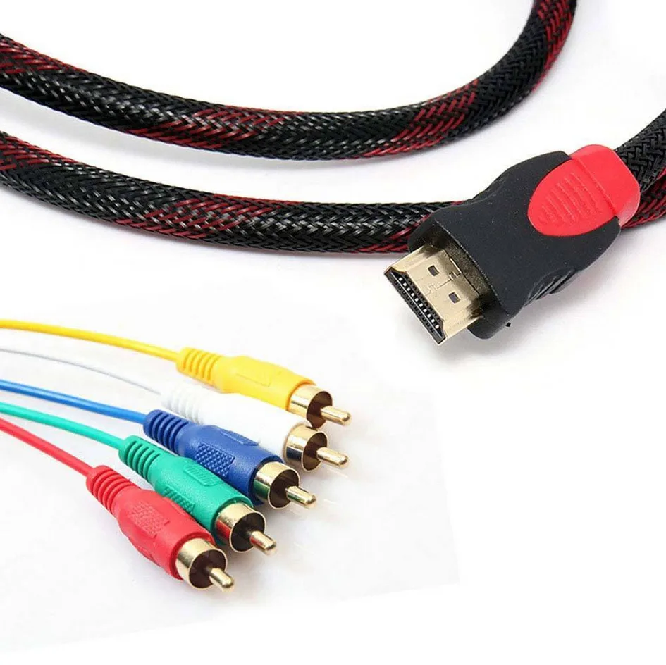 1080P HDMI to 5RCA Audio Video Converter AV Adapter Component 5-RCA RGB Cable 1.5M 59inch