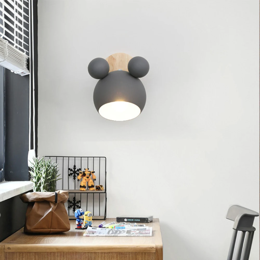 Imagem -02 - Desenhos Animados Coloridos Mickey Estilo Wall Sconces Lâmpadas Modernas Macaroon Lâmpada de Cabeceira Decorativa para Cozinha e Restaurante E27