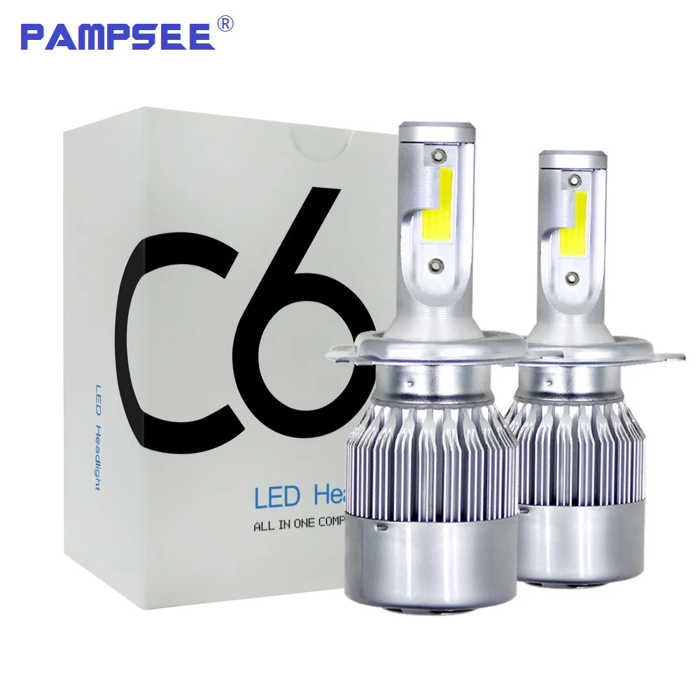 

PAMPSEE 1pairs Auto Car H8 H3 H11 H7 H4 H1 LED Headlights 6000K Cool white 72W 7600LM COB Bulbs Diodes Automobiles Parts Lamp