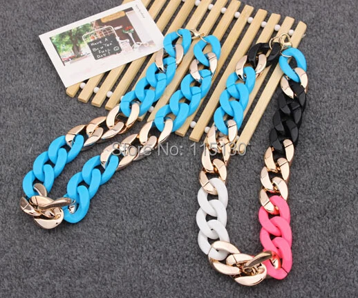 Vintage  Acrylic Choker Chunky Chain Necklace For Women Gold Color Long Acrylic Collar Necklaces Pendants Fashion Female Jewelry