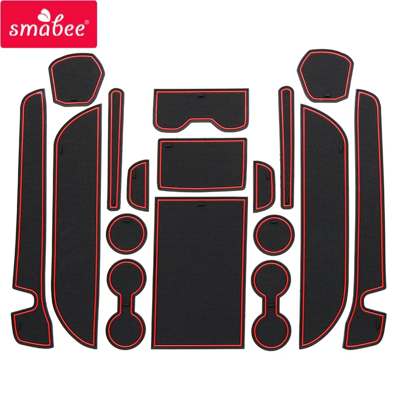 smabee Gate slot mats For NISSAN  2011-2016 ELGRAND E52 Non-slip RED/WHITE/BLACK 17pcs Pad/Cup Dust mats Water Coaster Non-slip