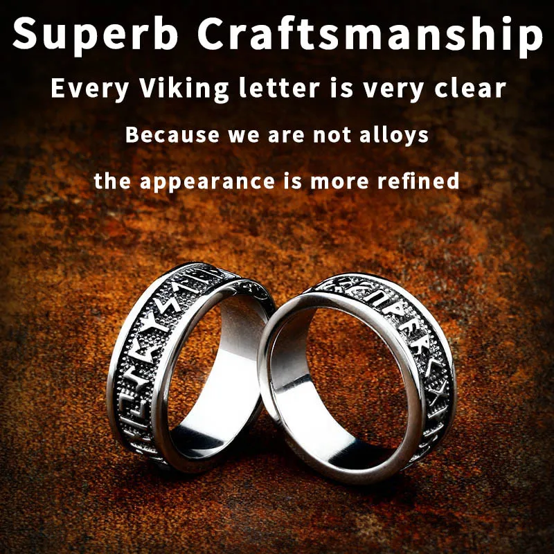 Beier 316L Stainless Steel Nose Viking Amulet Rune Words Odin \'s Symbol For Men Scandinavian Wholesale Ring Jewelry BR8-595