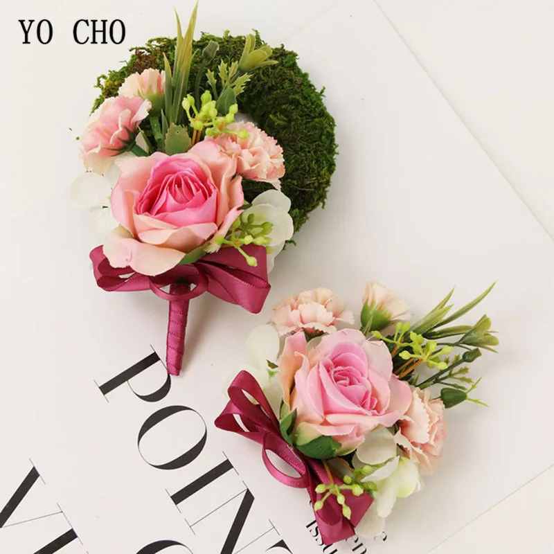 HÌNH CHO Retro Trắng Cổ Tay Hoa Corsages Phù Hợp Với Phong Cách Mộc Mạc Cưới Phù Dâu Phụ Kiện Trang Trí Nhân Tạo Hoa Thổ Cẩm