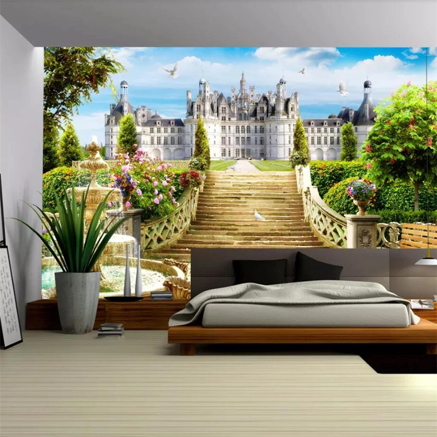 

beibehang papier peint Custom wallpaper 3D Photo mural European-style garden castle landscape papel de parede 3d wallpaper mural