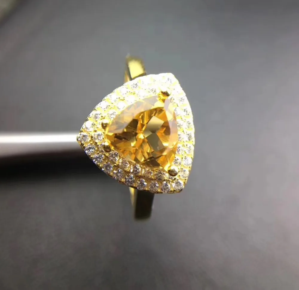 

Citrine ring Free shipping Real natural citrine 925 sterling silver Fine jewelry 7mm gemstone For men or women