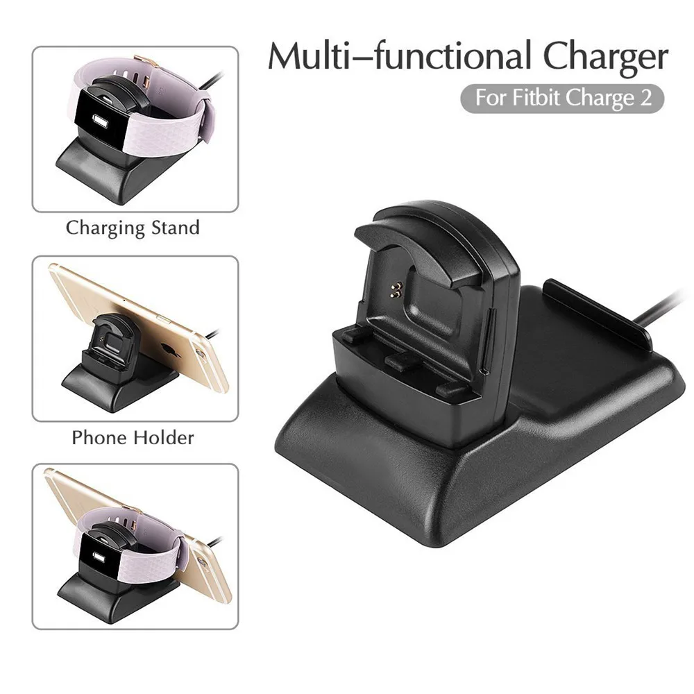 USB-зарядное устройство для Fitbit Charge 2, зарядная док-станция, зарядное устройство, держатель для телефона, подставка, пластиковый кронштейн, зажим для часов Fitbit Charge 2