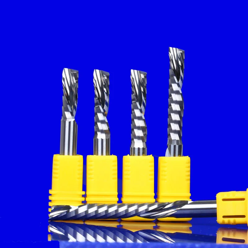 Sinistra A Spirale Fresa 3.175 millimetri 4 millimetri 6 millimetri 8 millimetri Shank 1 Flauto Router Bit Imbottiture Taglio In Metallo Duro CNC Fresa Strumento di Accessori