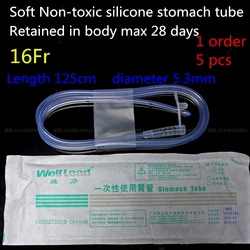 5pcs medical Retained 28 day sterile soft silicone Gastric stomach tube adult enteral tube feeding 60ML food feeder Nasal