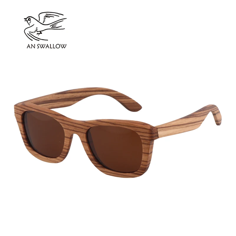 AN SWALLOW  Mens Luxury Brand Real Zebra Wooden Sunglasses Frames Custom Logo Bamboo Sunglasses Men Polarized UV400