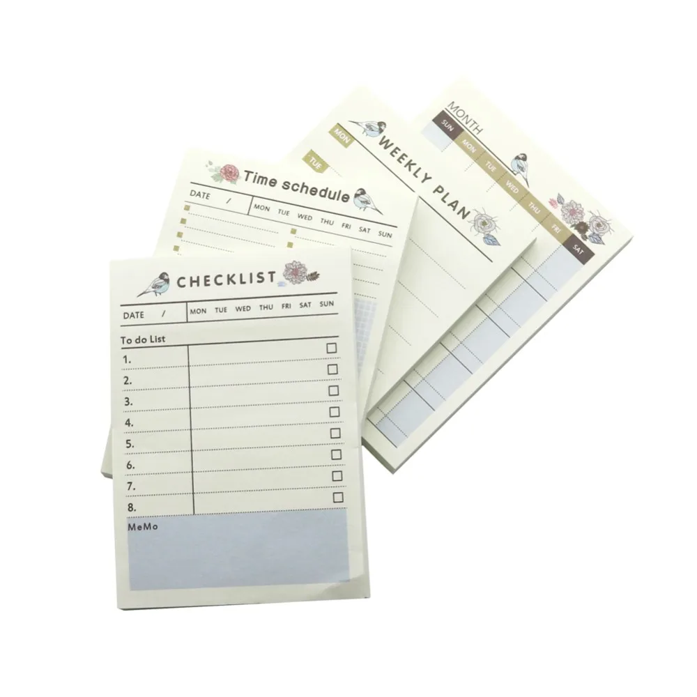 1 Pc-About 50 pages Tearable Notes Memorandum Day / Week / Month Plan Simple Portable Notebook Korea & Japan Stationery